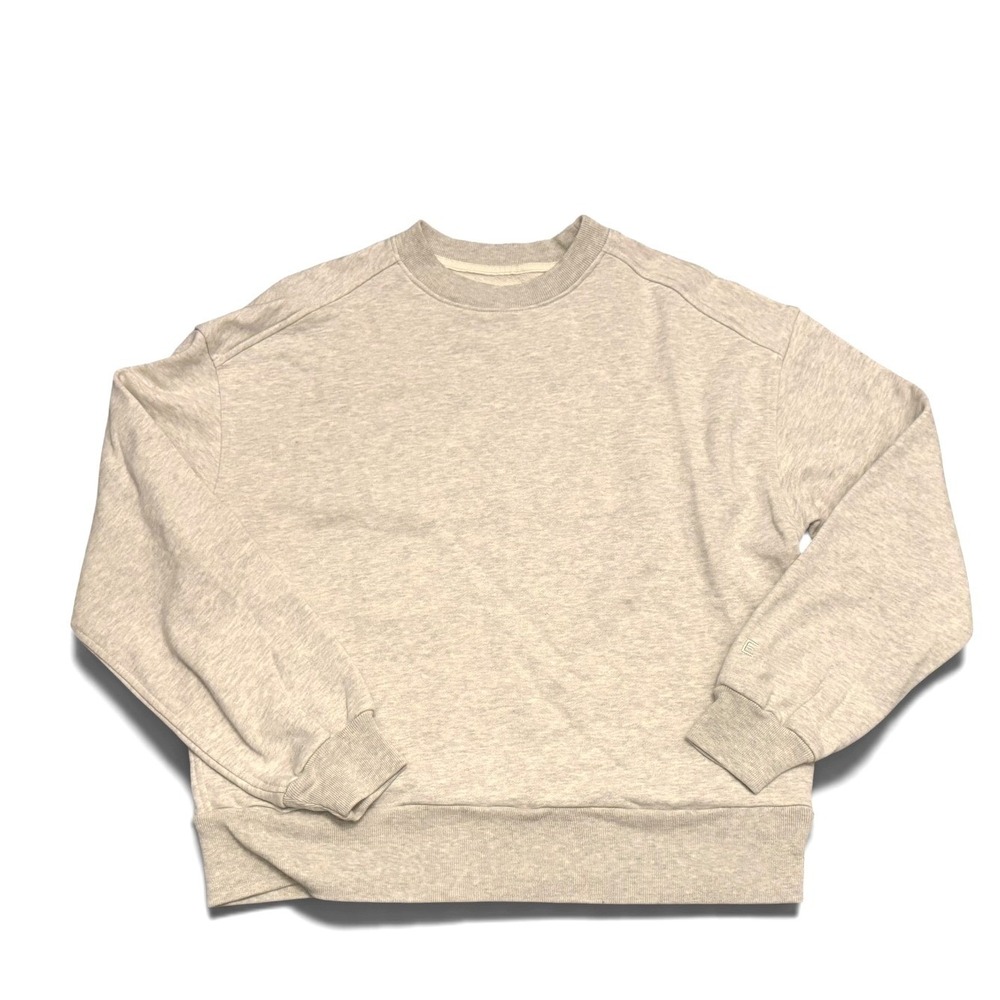 Everlane Organic Cotton Crewneck Sweatshirt Crop Oatmeal Heather Grey Small Logo